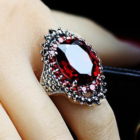 Jewelry - Sterling Silver Red Crystal Party CZ Ring